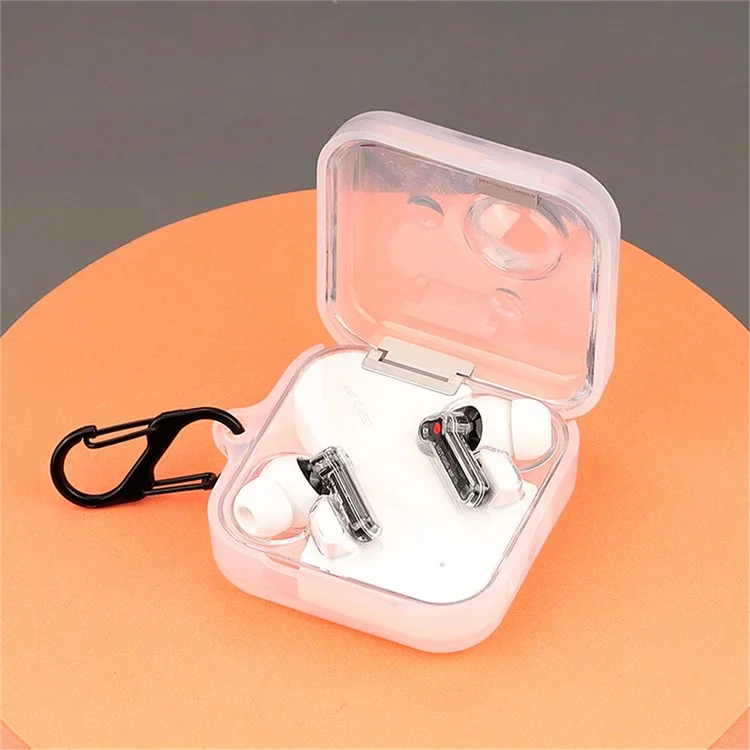 For Nothing Ear (1) Bluetooth-compatible Earphone Transparent Silicone Case Anti-scratch Protective Cover with Anti-lost Buckle