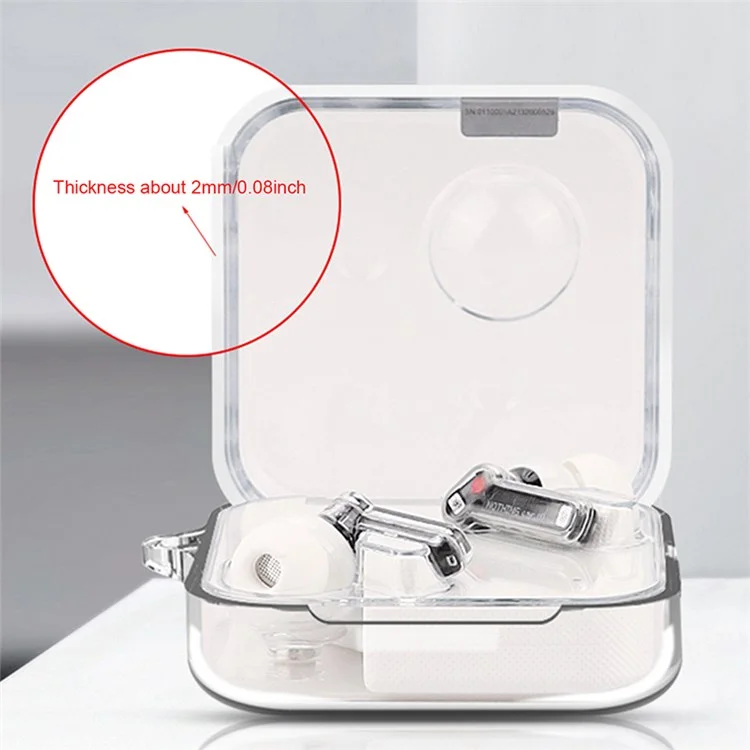 For Nothing Ear (1) Bluetooth-compatible Earphone Transparent Silicone Case Anti-scratch Protective Cover with Anti-lost Buckle