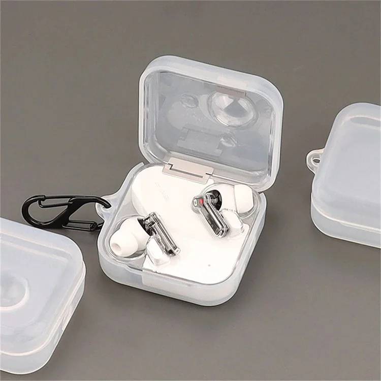 For Nothing Ear (1) Bluetooth-compatible Earphone Transparent Silicone Case Anti-scratch Protective Cover with Anti-lost Buckle