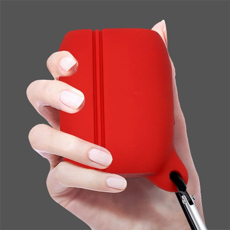 Per Jabra Elite Active 65t Soft Silicone Sleeve Bluetooth Earphones Protective Case, con Anti-lost Buckle - Rosso