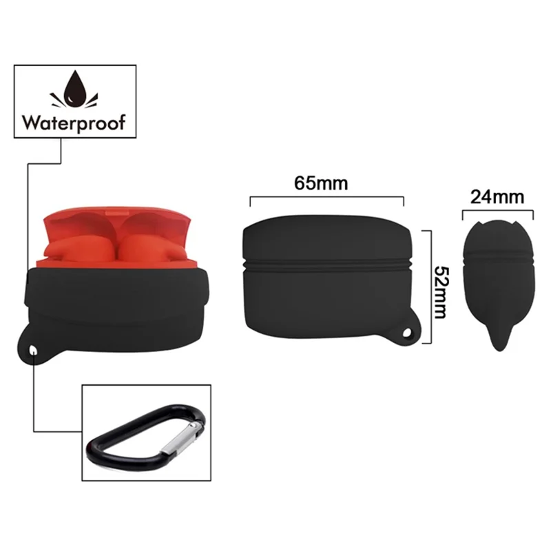 For Jabra Elite Active 65t Soft Silicone Sleeve Bluetooth-compatible Earphones Protective Case, with Anti-lost Buckle - White