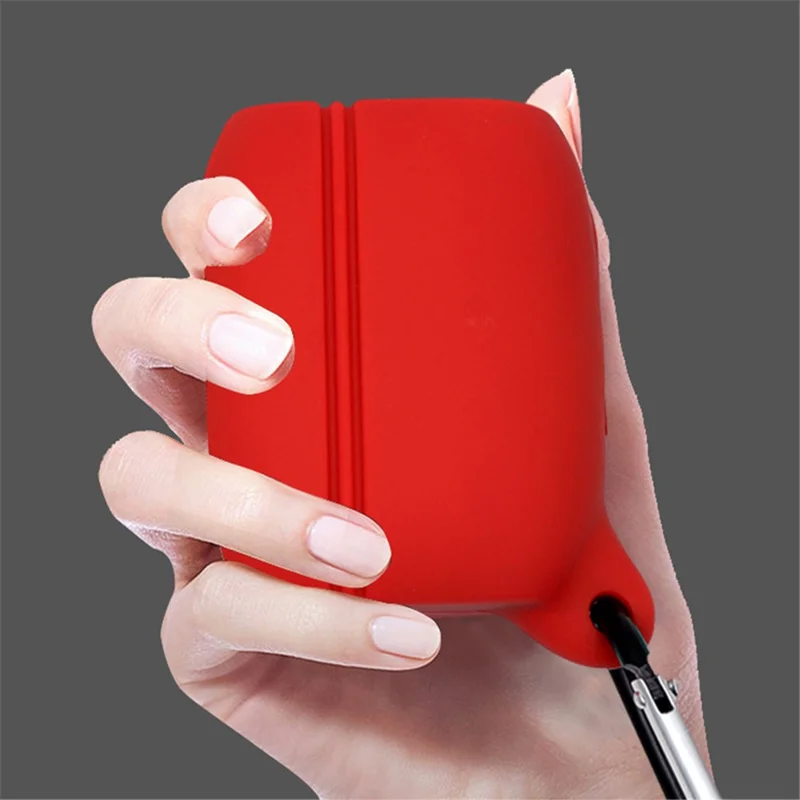 For Jabra Elite Active 65t Soft Silicone Sleeve Bluetooth-compatible Earphones Protective Case, with Anti-lost Buckle - White