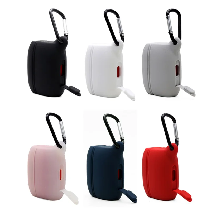 For Jabra Elite Active 65t Soft Silicone Sleeve Bluetooth-compatible Earphones Protective Case, with Anti-lost Buckle - White