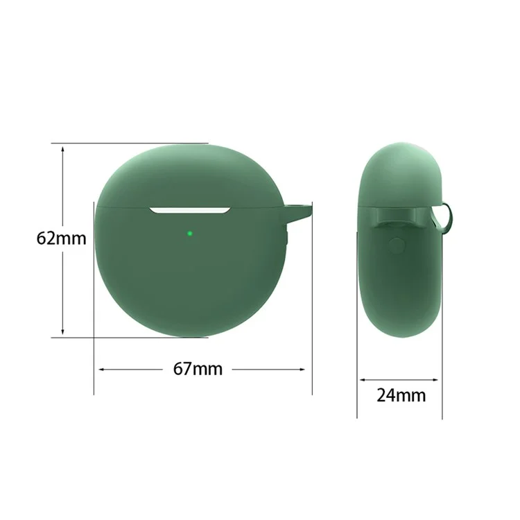 Case de Silicona Impermeable Para Huawei Freebuds 4 / 4E Cubierta Protectora de Auriculares Con Gancho - Verde Negruzco