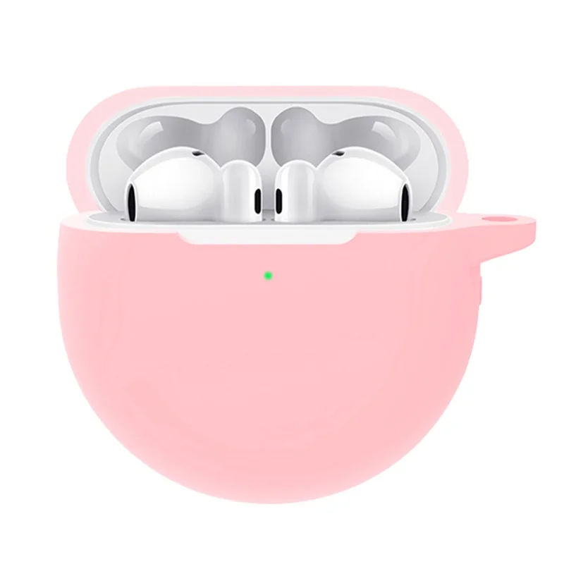 Waterproof Silicone Case for Huawei FreeBuds 4 / 4E Earphone Protective Cover with Hook - Pink