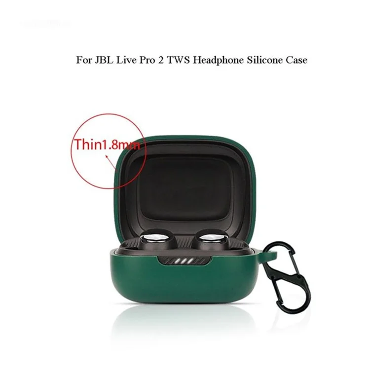 For JBL Live Pro 2 TWS / JBL Live Free 2 TWS Bluetooth-compatible Earbuds Silicone Case Cover Drop-Proof Soft Protector with Anti-Lost Buckle - White