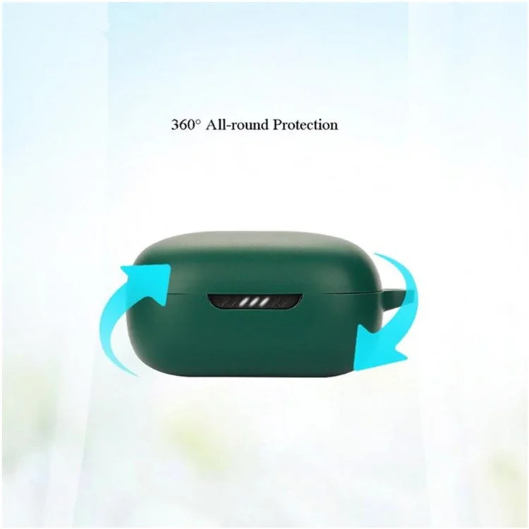 For JBL Live Pro 2 TWS / JBL Live Free 2 TWS Bluetooth-compatible Earbuds Silicone Case Cover Drop-Proof Soft Protector with Anti-Lost Buckle - White