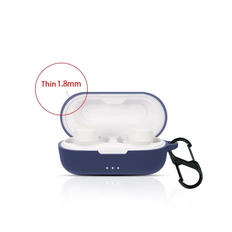 Shockproof Case for JBL UA Streak Wireless Headset Protector with Anti-Lost Buckle Bluetooth Earbuds Silicone Cover - Dark Blue