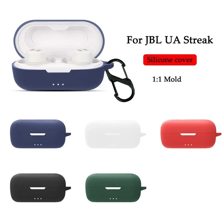 Shockproof Case for JBL UA Streak Wireless Headset Protector with Anti-Lost Buckle Bluetooth Earbuds Silicone Cover - Dark Blue