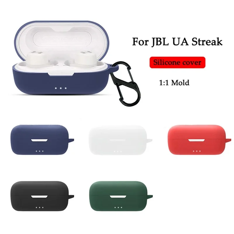 Shockproof Case for JBL UA Streak Wireless Headset Protector with Anti-Lost Buckle Bluetooth-compatible Earbuds Silicone Cover - Red