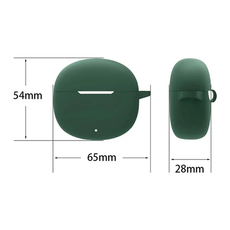 Silicone Case for QCY T20 Bluetooth Earbuds Cover Drop-Proof Soft Protector with Anti-Lost Buckle - Blackish Green