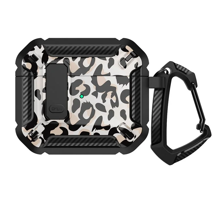 Pour Apple AirPods 3 Case de Protection Portable Elets Tpu Soft Tpu + pc Couverture de Boucle - Léopard