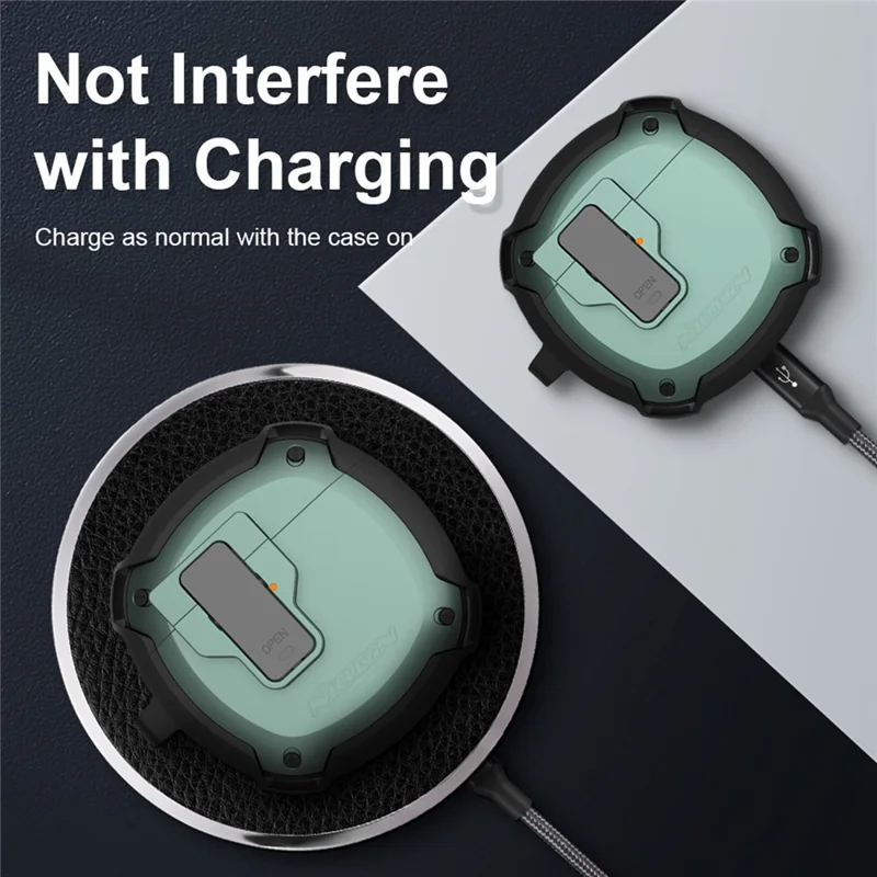 NILLKIN voor Huawei FreeBuds 4 / 4E Bounce Case Bluetooth-compatibele Oortelefoon met Automatisch Openklappende Klep Dropbestendige TPU+PC Hoes - Rood