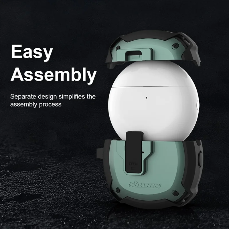 NILLKIN voor Huawei FreeBuds 4 / 4E Bounce Case Bluetooth-compatibele Oortelefoon met Automatisch Openklappende Klep Dropbestendige TPU+PC Hoes - Rood