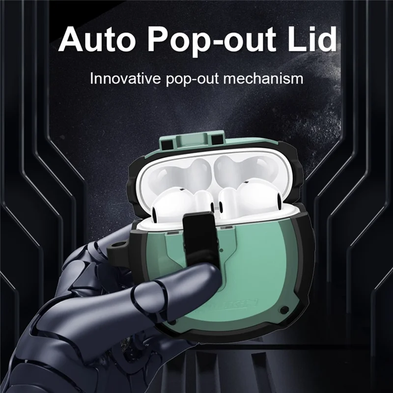 NILLKIN voor Huawei FreeBuds 4 / 4E Bounce Case Bluetooth-compatibele Oortelefoon met Automatisch Openklappende Klep Dropbestendige TPU+PC Hoes - Rood