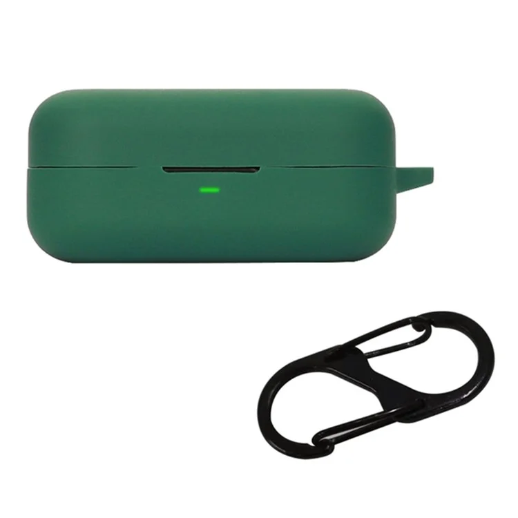 For B&O Beoplay EX Bluetooth-compatible Earphone Anti-drop Silicone Cover Protective Case with Anti-lost Buckle - Blackish Green