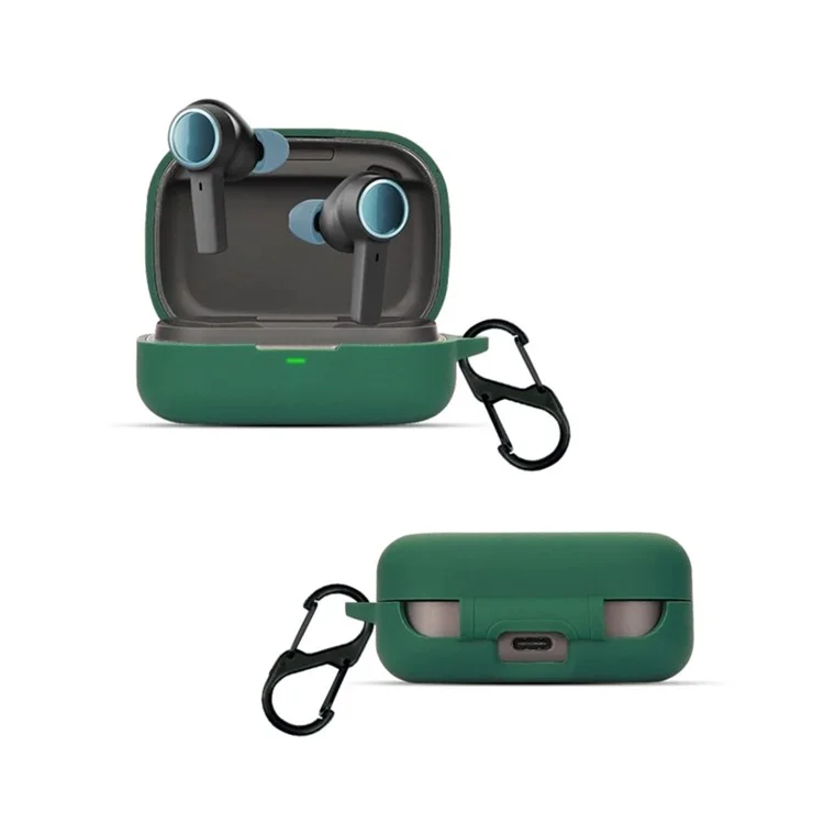 For B&O Beoplay EX Bluetooth-compatible Earphone Anti-drop Silicone Cover Protective Case with Anti-lost Buckle - Blackish Green