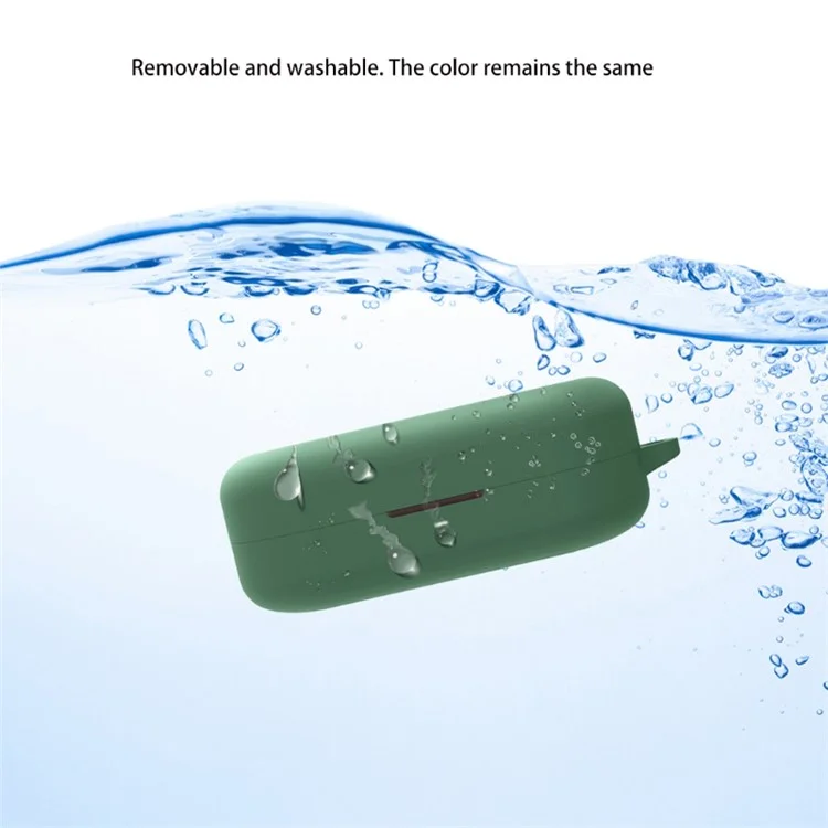 For B&O Beoplay EQ Bluetooth-compatible Earphone Soft Silicone Protective Case Drop-proof Cover with Anti-lost Buckle - Blackish Green