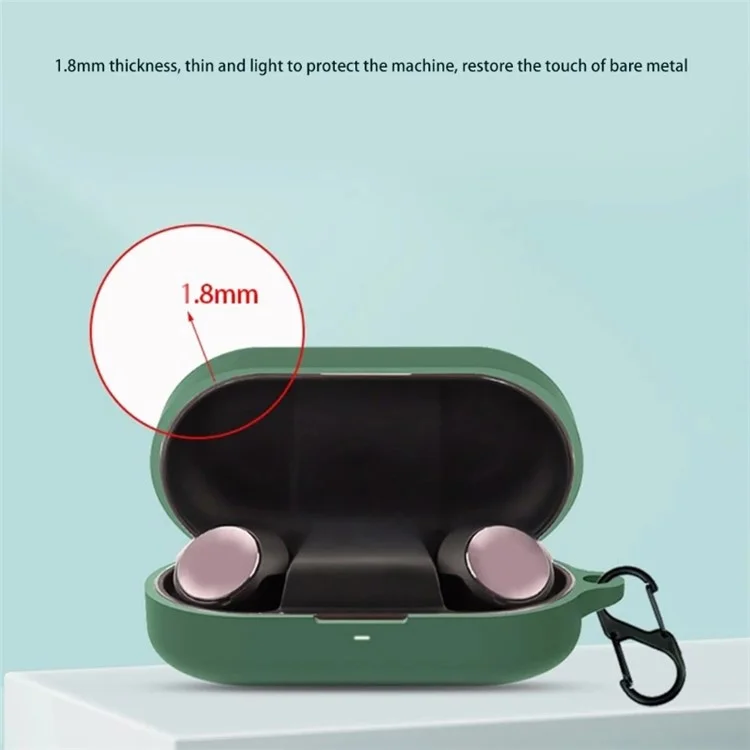 For B&O Beoplay EQ Bluetooth-compatible Earphone Soft Silicone Protective Case Drop-proof Cover with Anti-lost Buckle - Blackish Green