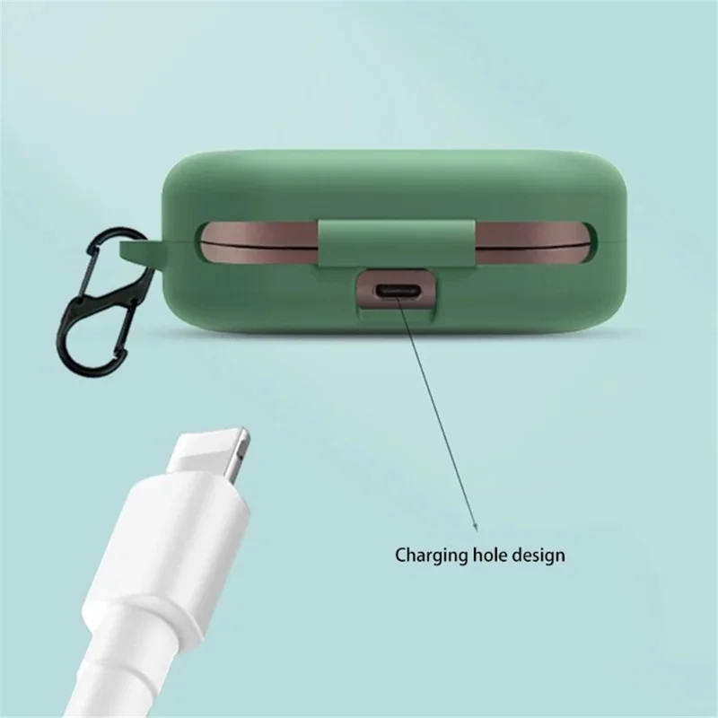 For B&O Beoplay EQ Bluetooth-compatible Earphone Soft Silicone Protective Case Drop-proof Cover with Anti-lost Buckle - Black