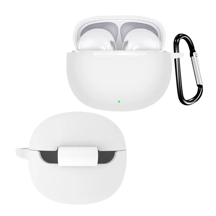 Protective Case for QCY T20 Headphones Protective Cover Anti-drop Anti-scratch Silicone Case with Anti-lost Buckle - White