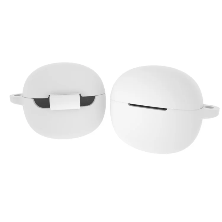 Protective Case for QCY T20 Headphones Protective Cover Anti-drop Anti-scratch Silicone Case with Anti-lost Buckle - White