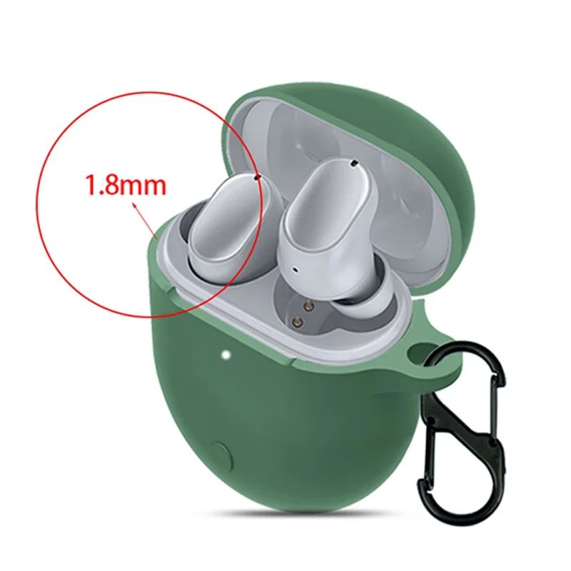 Earphone Silicone Sleeve for Poco Buds Pro, Soft Protection Cover Case with Anti-lost Buckle - Matcha Green