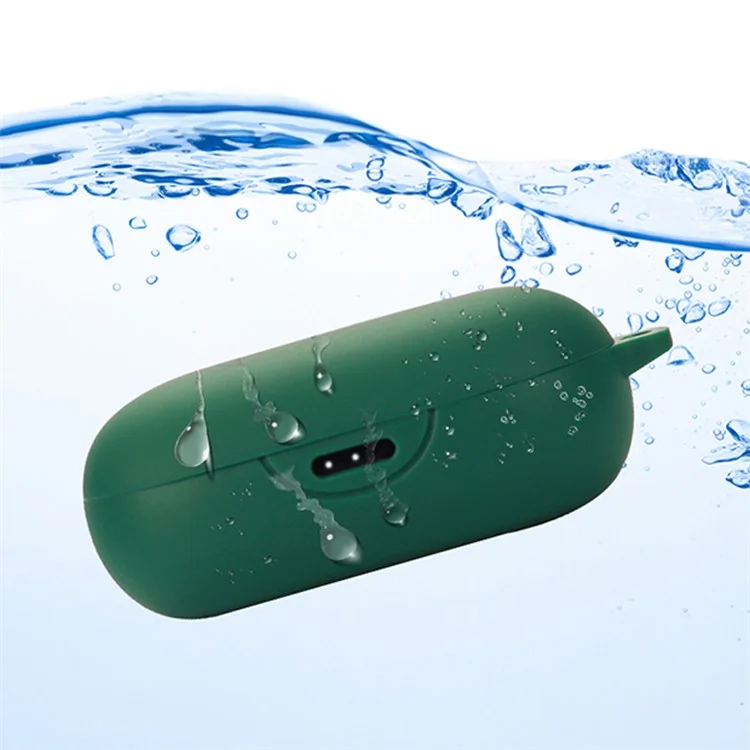 Für Anker Soundcore Sport X10 Wireless Sport Ohrhörer Silikonhülle Anti-Drop Schutzhülle mit Anti-Verlust-Schnalle - Schwärzlich Grün