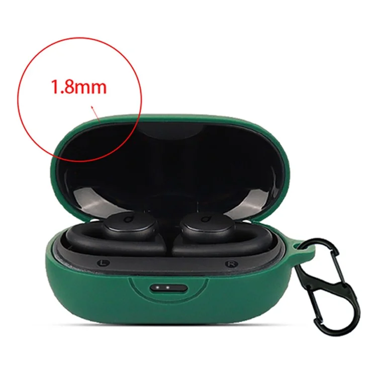 Für Anker Soundcore Sport X10 Wireless Sport Ohrhörer Silikonhülle Anti-Drop Schutzhülle mit Anti-Verlust-Schnalle - Schwärzlich Grün