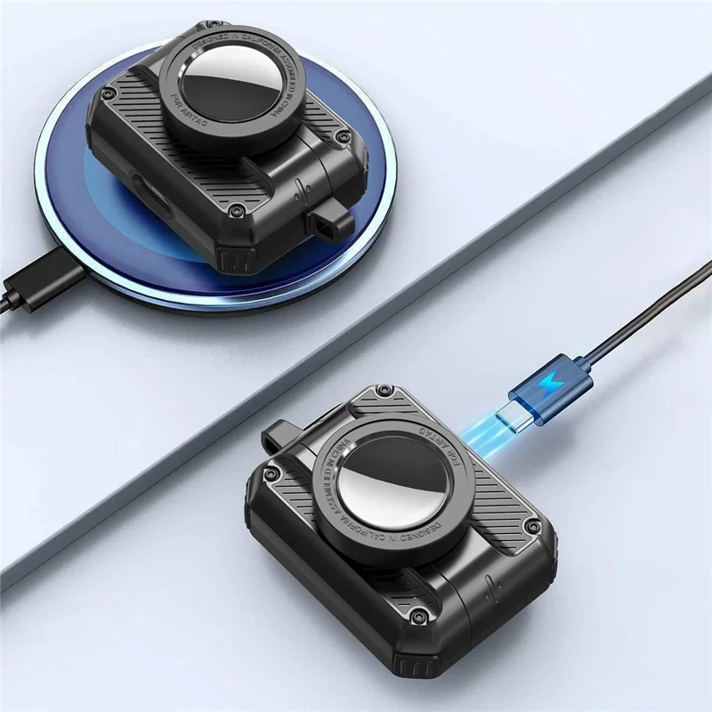 Custodia protettiva 2 in 1 per AirPods 3 + AirTag, apertura automatica a molla, cover Bluetooth compatibile con gancio anti-perso - Giallo