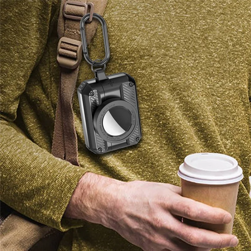 Custodia protettiva 2 in 1 per AirPods 3 + AirTag, apertura automatica a molla, cover Bluetooth compatibile con gancio anti-perso - Giallo