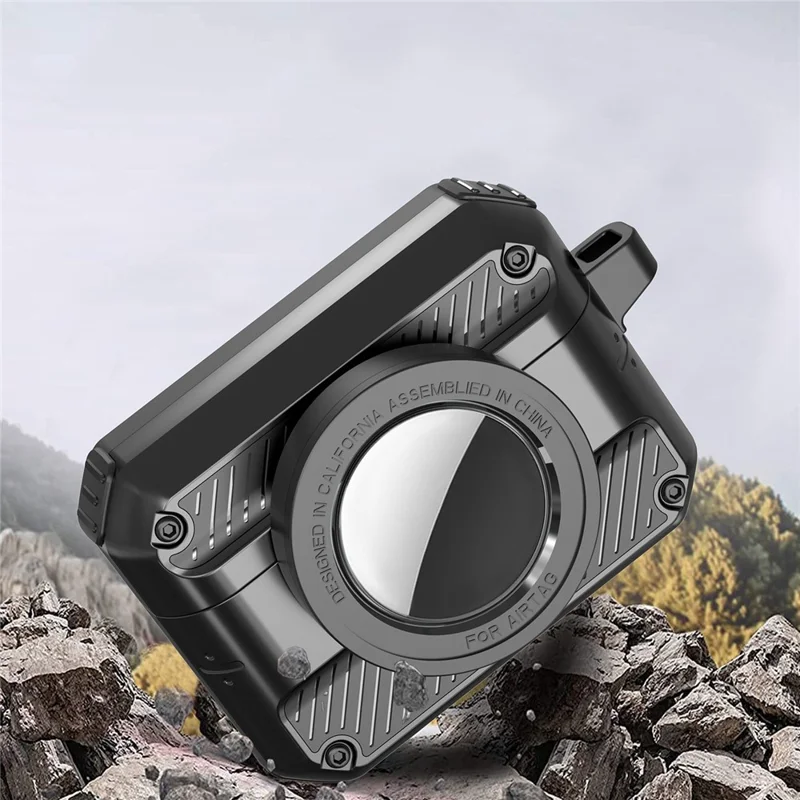 Custodia protettiva 2 in 1 per AirPods 3 + AirTag, apertura automatica a molla, cover Bluetooth compatibile con gancio anti-perso - Giallo