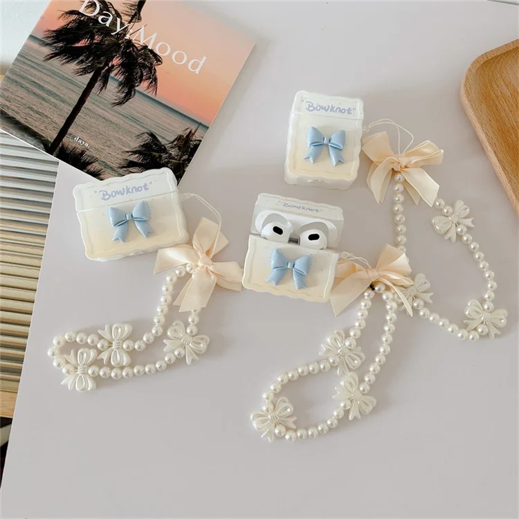 Для Apple Airpods Pro Protective Cover Design Design Soft TPU Anti-fall Earphone Case с Подвеской Жемчуга