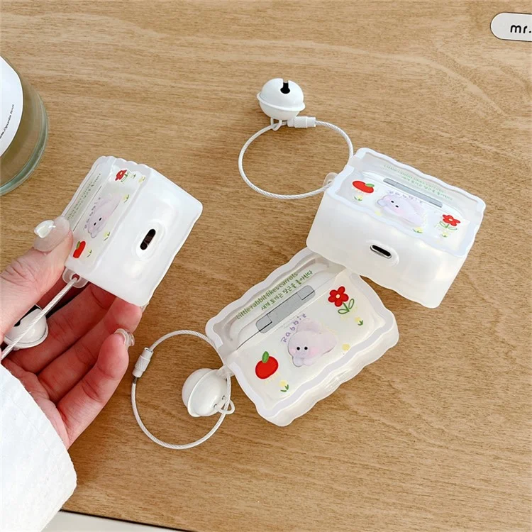 Für Apple Airpods 3 Kaninchendesign Stoßdämpfer Schutzabdeckung Soft TPU Bluetooth Earphone Hülle Mit Bell -anhänger