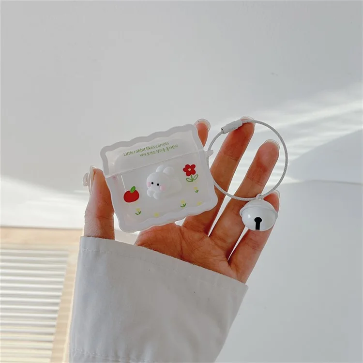 Für Apple Airpods 3 Kaninchendesign Stoßdämpfer Schutzabdeckung Soft TPU Bluetooth Earphone Hülle Mit Bell -anhänger