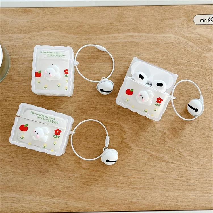 Für Apple Airpods 3 Kaninchendesign Stoßdämpfer Schutzabdeckung Soft TPU Bluetooth Earphone Hülle Mit Bell -anhänger