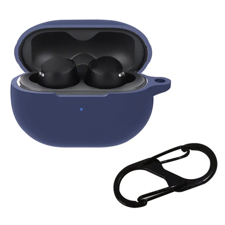 Для Soundpeats Free2 Classic Anti-drop Silicone Cover Bluetooth TWS Защитный Рукав с Анти-носорадной Пряжкой - Темно-синий