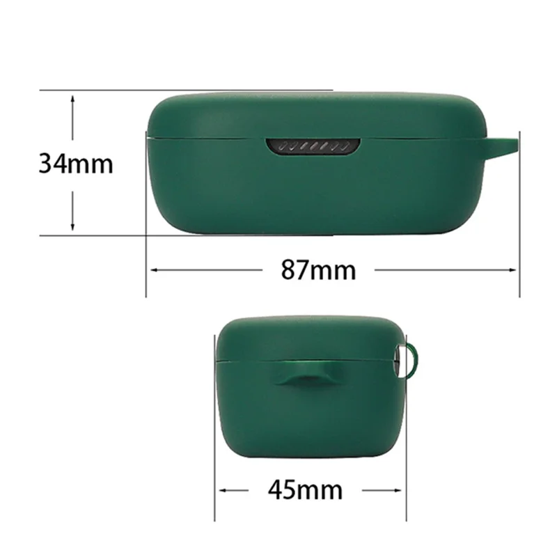 For JBL QUANTUM TWS Bluetooth-compatible Headphone Silicone Case Earphone Protective Cover with Hanging Buckle - Blackish Green