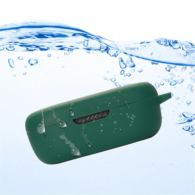 For JBL QUANTUM TWS Bluetooth-compatible Headphone Silicone Case Earphone Protective Cover with Hanging Buckle - White