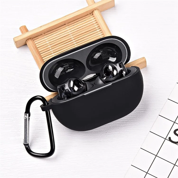 Silicone Case for Huawei FreeBuds Pro 2 All-inclusive Protection Earphone Case Bluetooth-compatible Headset Cover with Anti-Lost Buckle - Black