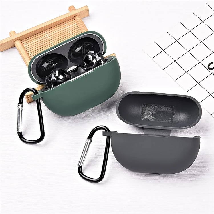Silicone Case for Huawei FreeBuds Pro 2 All-inclusive Protection Earphone Case Bluetooth-compatible Headset Cover with Anti-Lost Buckle - Black
