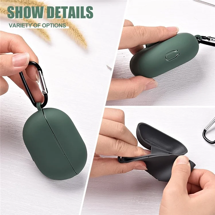 Silicone Case for Huawei FreeBuds Pro 2 All-inclusive Protection Earphone Case Bluetooth-compatible Headset Cover with Anti-Lost Buckle - Black