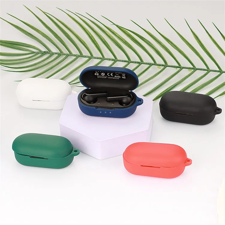For Haylou GT3 Shockproof Bluetooth-compatible Headphone Silicone Case Precise Cutout Earphone Protective Cover with Buckle - Dark Blue