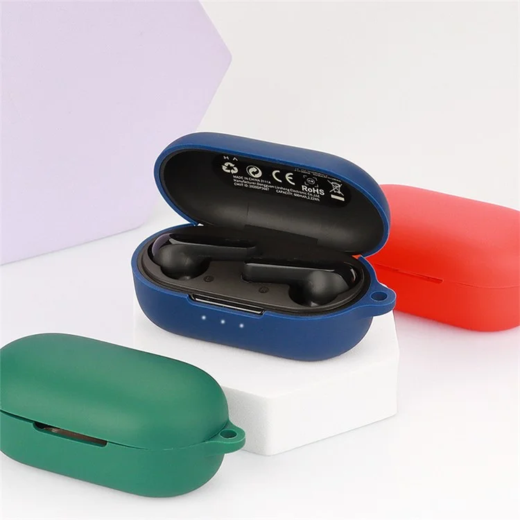 For Haylou GT3 Shockproof Bluetooth-compatible Headphone Silicone Case Precise Cutout Earphone Protective Cover with Buckle - Dark Blue