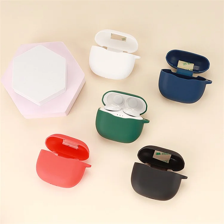 Para JBL Tune120 / Cubierta de Silicona de 125tws Bluetooth TWS Case de Manga Protectora Con Hebilla Anti-perdida - Azul Oscuro