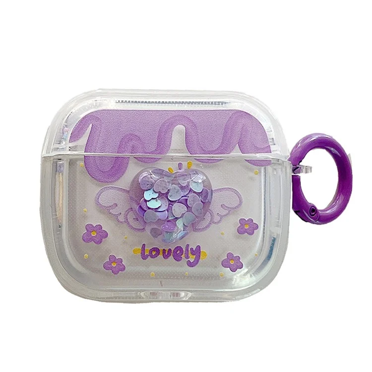 For Apple AirPods 3 Heart Flower Pattern Anti-scratch Soft TPU Bluetooth-compatible Earphone Protective Cover Drop-proof Charging Box with Buckle