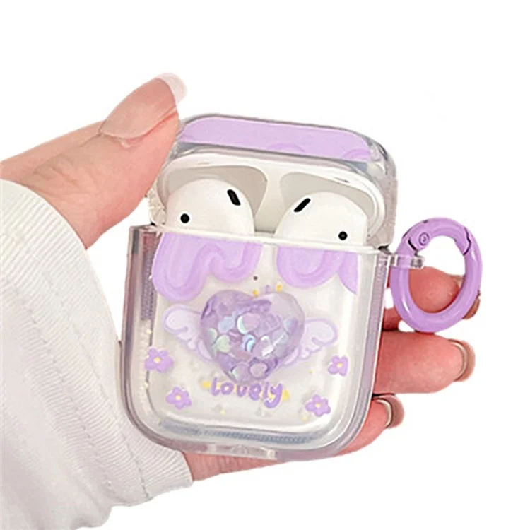 Per Apple AirPods Con Case Case (2016) / (2019) / AirPods With Wireless Ricarica (2019) Matrofondo Cardiaco Coperchio Protettivo Copertura Morbida TPU Bluetooth Auricolare Box di Ricarica Con Fibbia