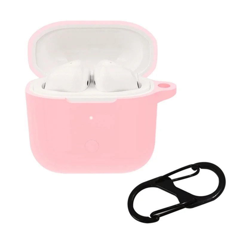 For Redmi Buds 3 Wireless Bluetooth-compatible Earphones Silicone Cover Protective Sleeve Case with Anti-lost Buckle - Pink