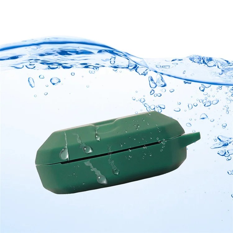 Tampa de Silicone Anti-arranhão Para Haylou G3 Fone de Ouvido Bluetooth Charging Box Headset Protection Com Fivela - Azul Escuro