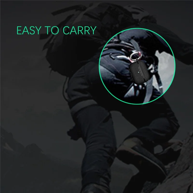 For AirPods Pro 2 Charging Case Cover Litchi Texture Bluetooth-compatible Earbuds Shockproof TPU Case with Buckle - Blue